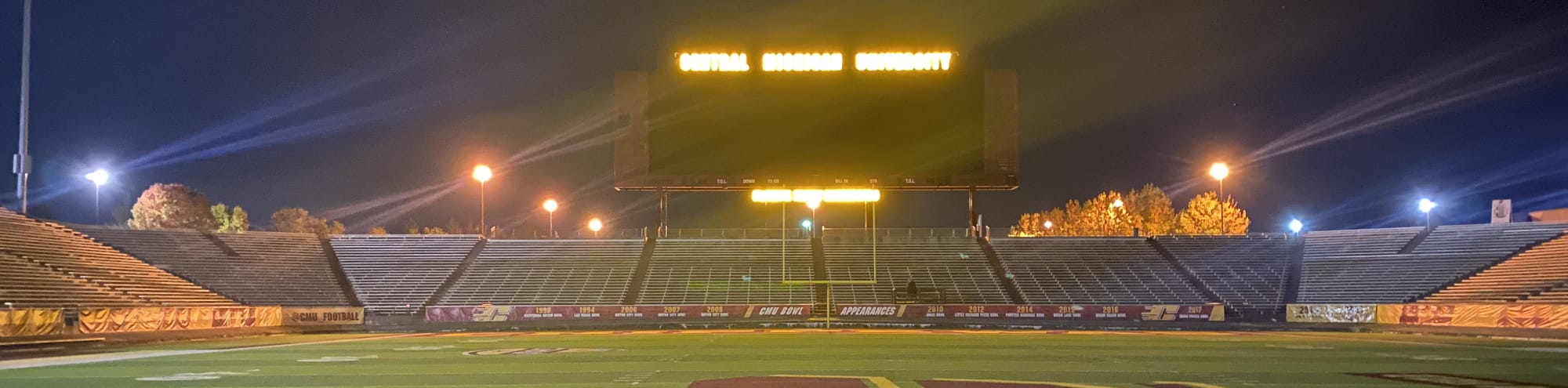 empty football stadium at night under the lights Gainesville