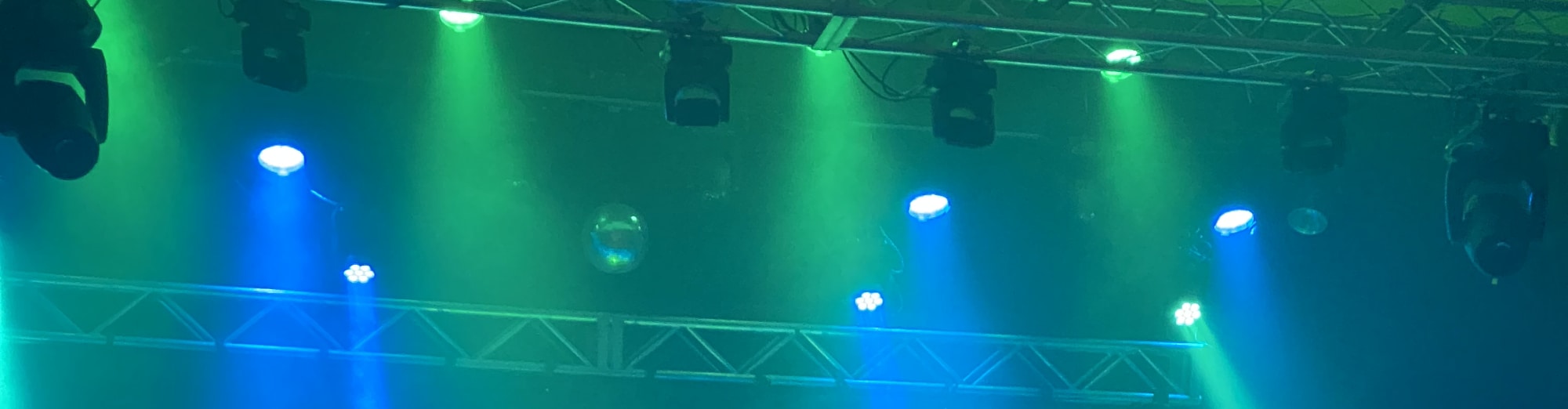 blue and green theater stage lights Gainesville